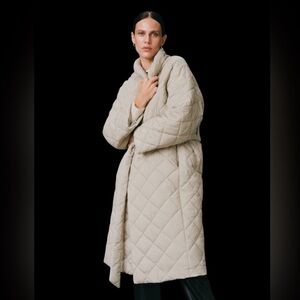 MANGO "MNG" Water-Repellent Cream ANORAK VERDURE Longline Quilted Jacket.